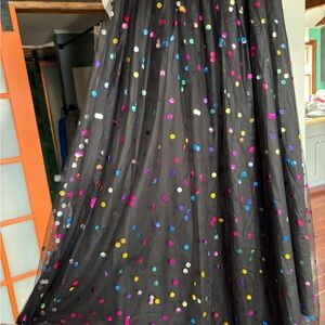 SHEIN Black Tulle A-Line Skirt with Multicolor Sequin Dots